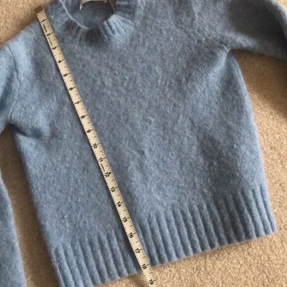 Helmut Lang Cropped Wool Sweater - Light Blue Ribbed Pull Over - Women's Size XS - Picture 3 of 5